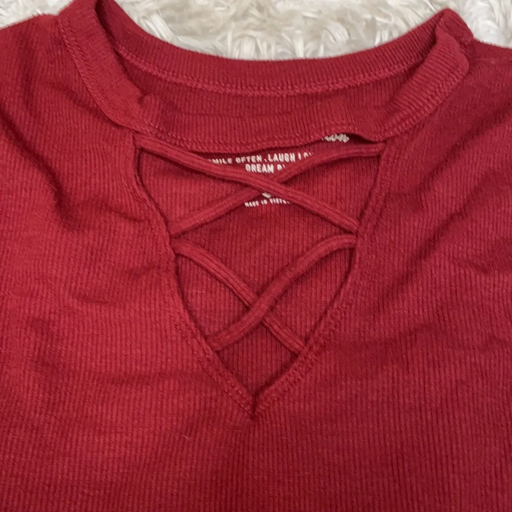 Hollister Burgundy Long‎ Sleeve Crop- Size Small